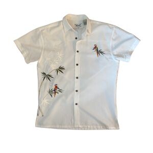 Bamboo Cay Button-Down Shirt with Parrot Embroidery
